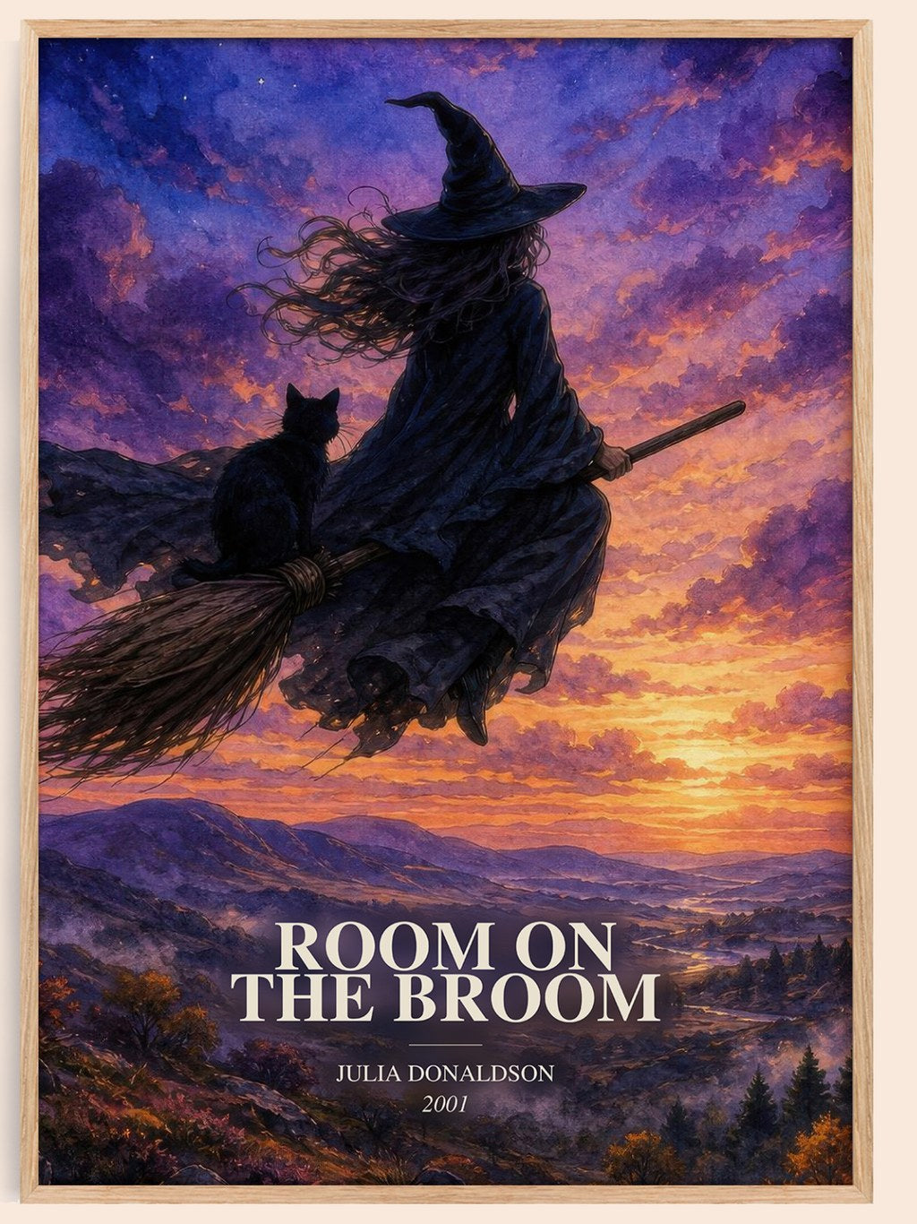 Room on the Broom watercolour book poster by Julia Donaldson – framed literary art print