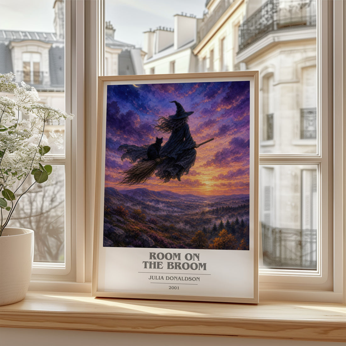 Room on the Broom book cover poster colour and style options – Julia Donaldson book art