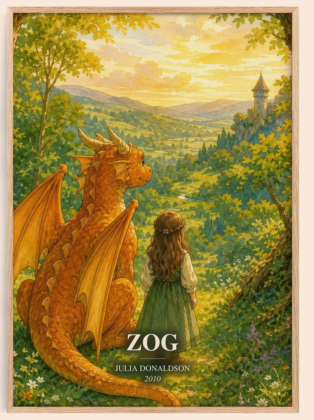Zog watercolour book poster by Julia Donaldson – framed literary art print