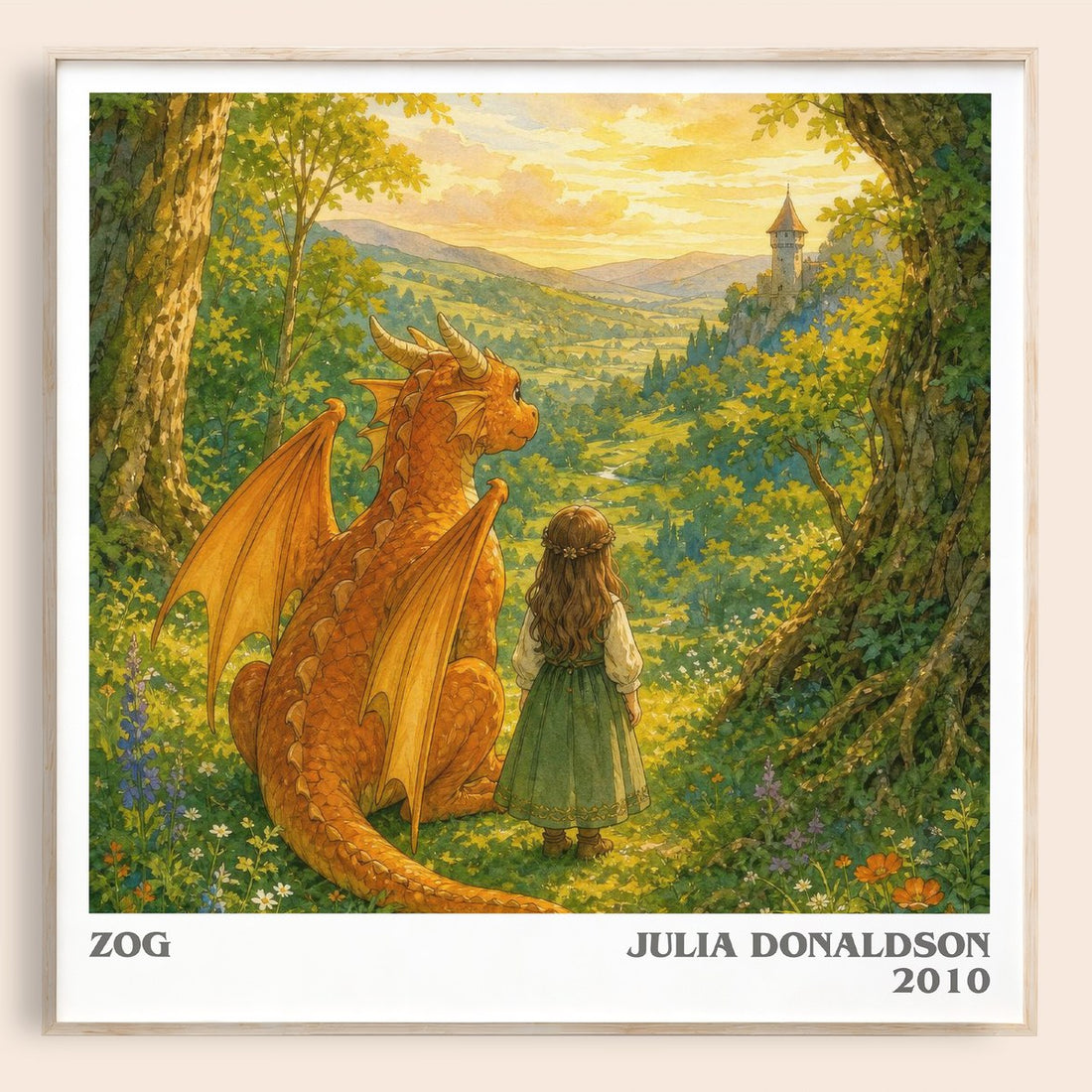 Zog literary book poster by Julia Donaldson – framed literary art print