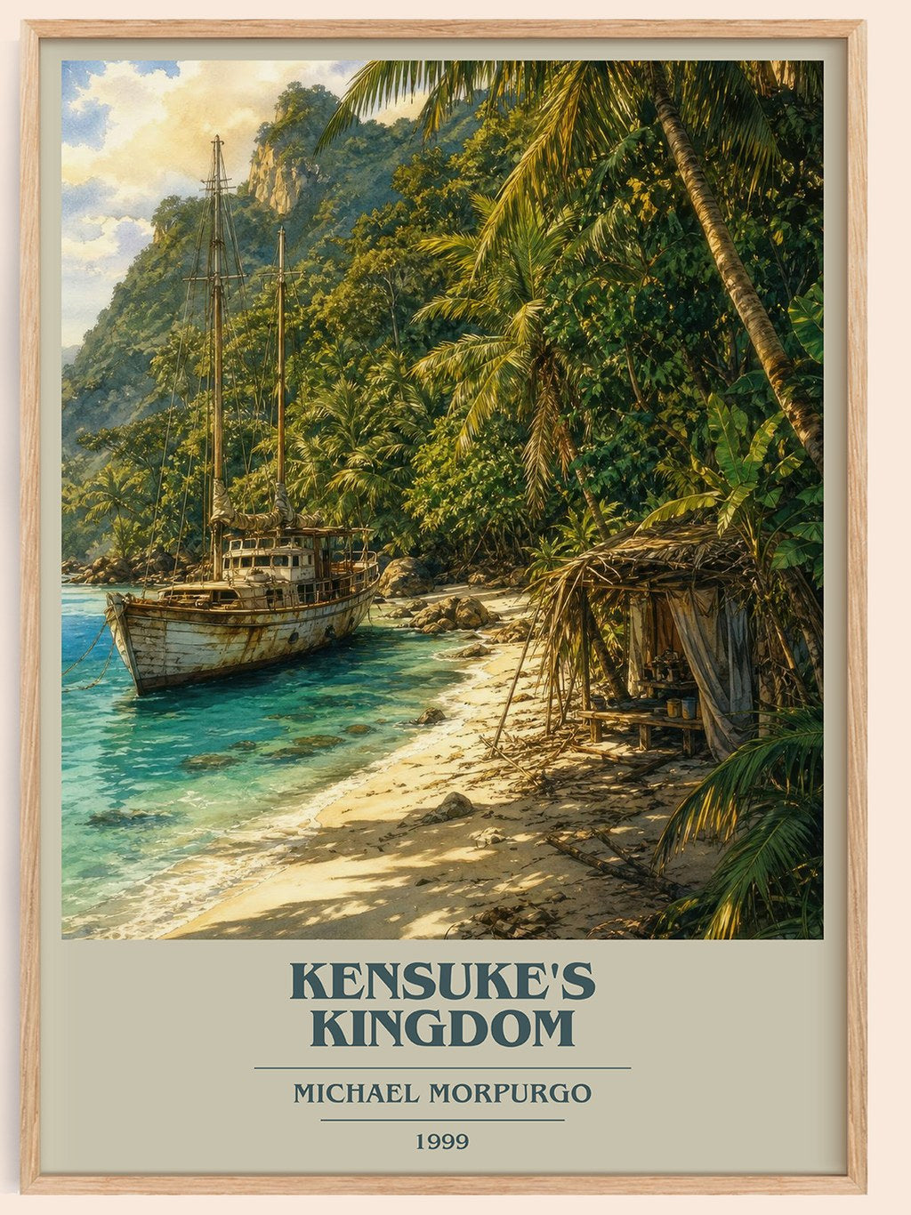 Kensuke's Kingdom book cover book poster by Michael Morpurgo – framed literary art print