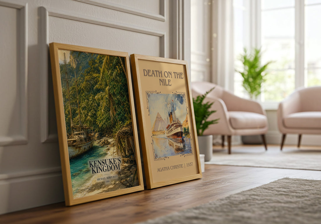 Kensuke's Kingdom watercolour print framed by window – literary home decor