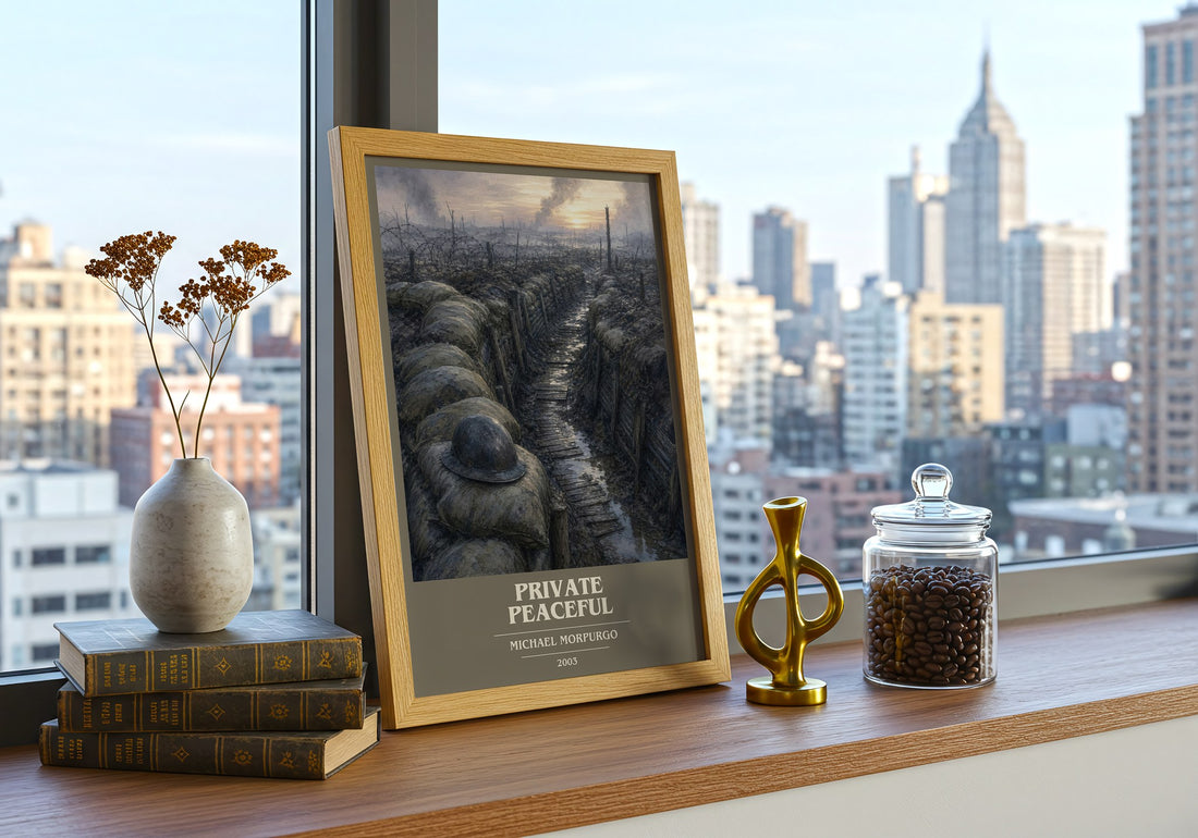 Private Peaceful book cover print framed by window – literary home decor