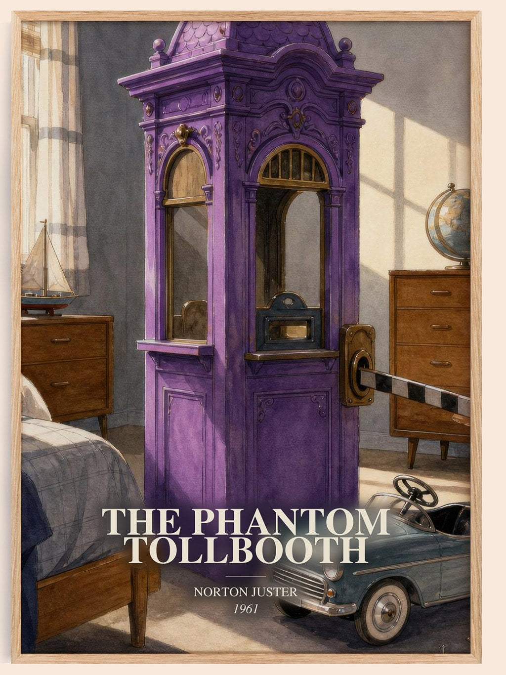 The Phantom Tollbooth watercolour book poster by Norton Juster – framed literary art print