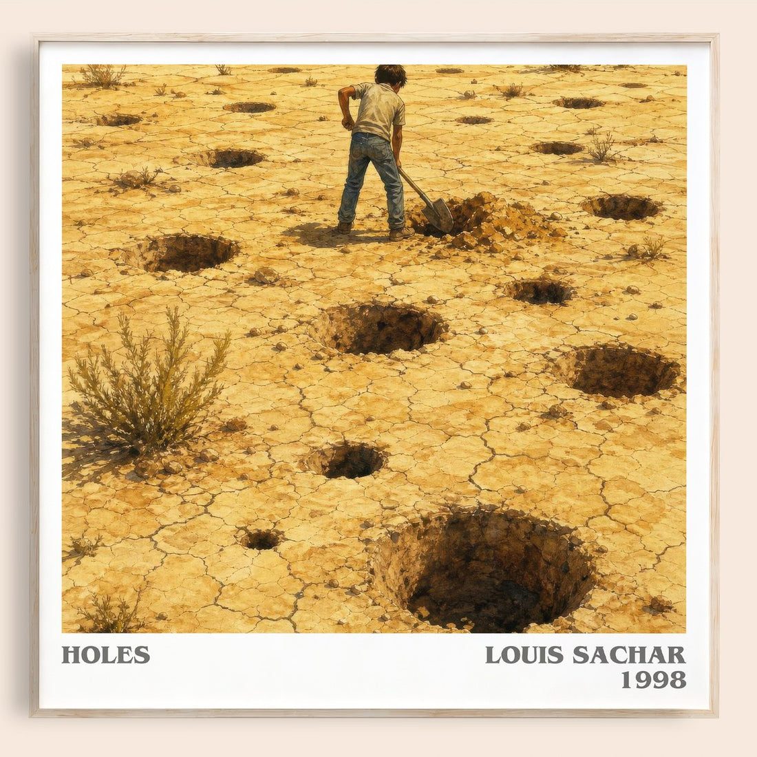 Holes literary book poster by Louis Sachar – framed literary art print