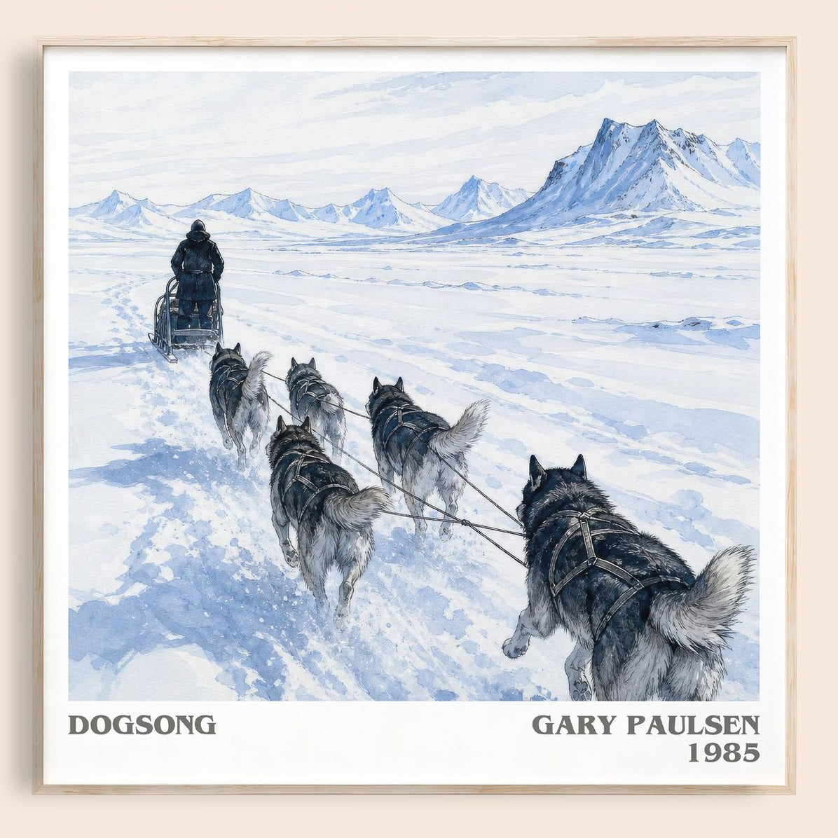 Dogsong literary book poster by Gary Paulsen – framed literary art print