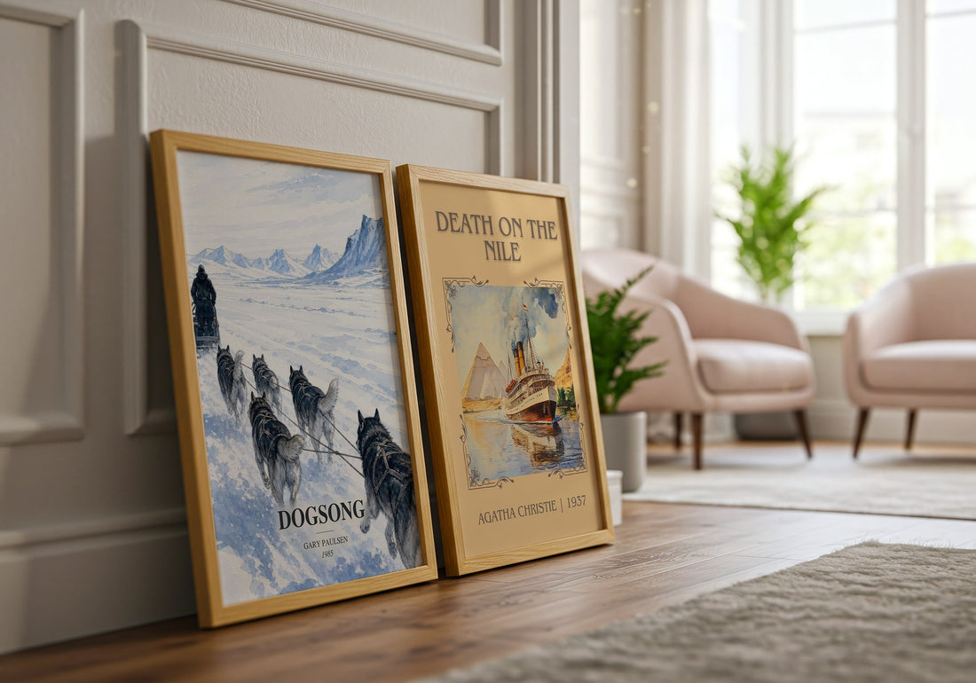 Dogsong watercolour print framed by window – literary home decor