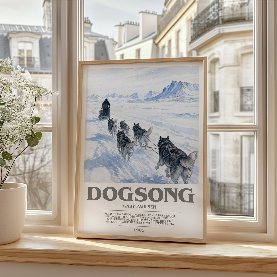 Dogsong bookish poster colour and style options – Gary Paulsen book art