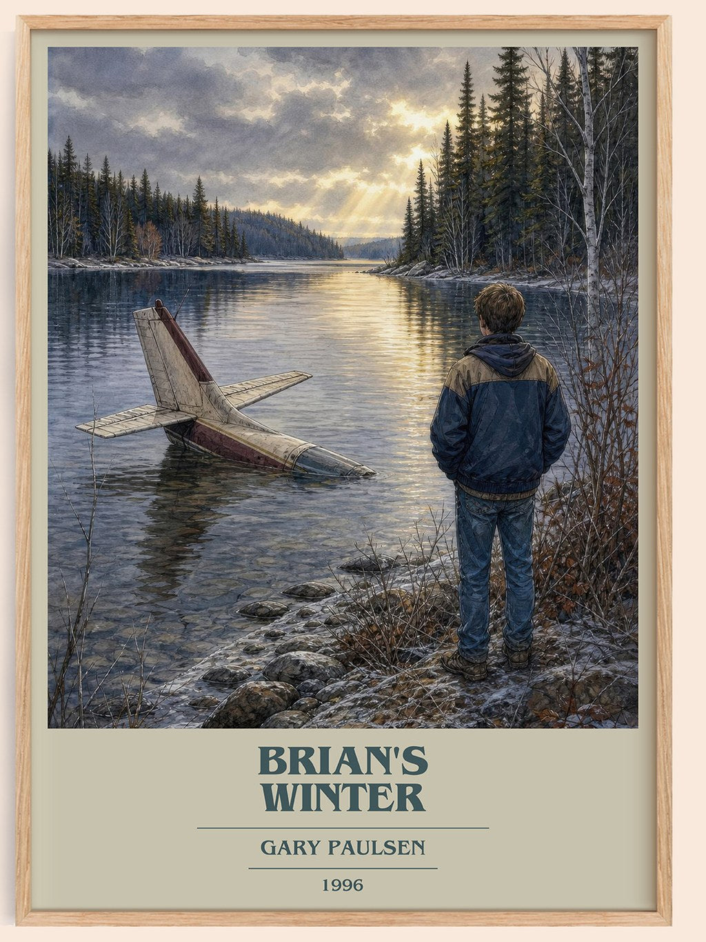 Brian's Winter book cover book poster by Gary Paulsen – framed literary art print