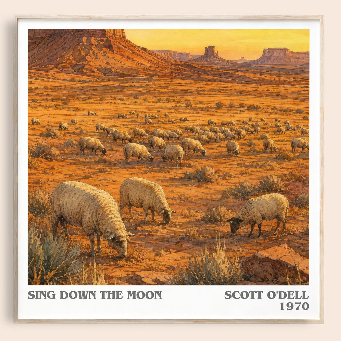 Sing Down the Moon literary book poster by Scott O'Dell – framed literary art print