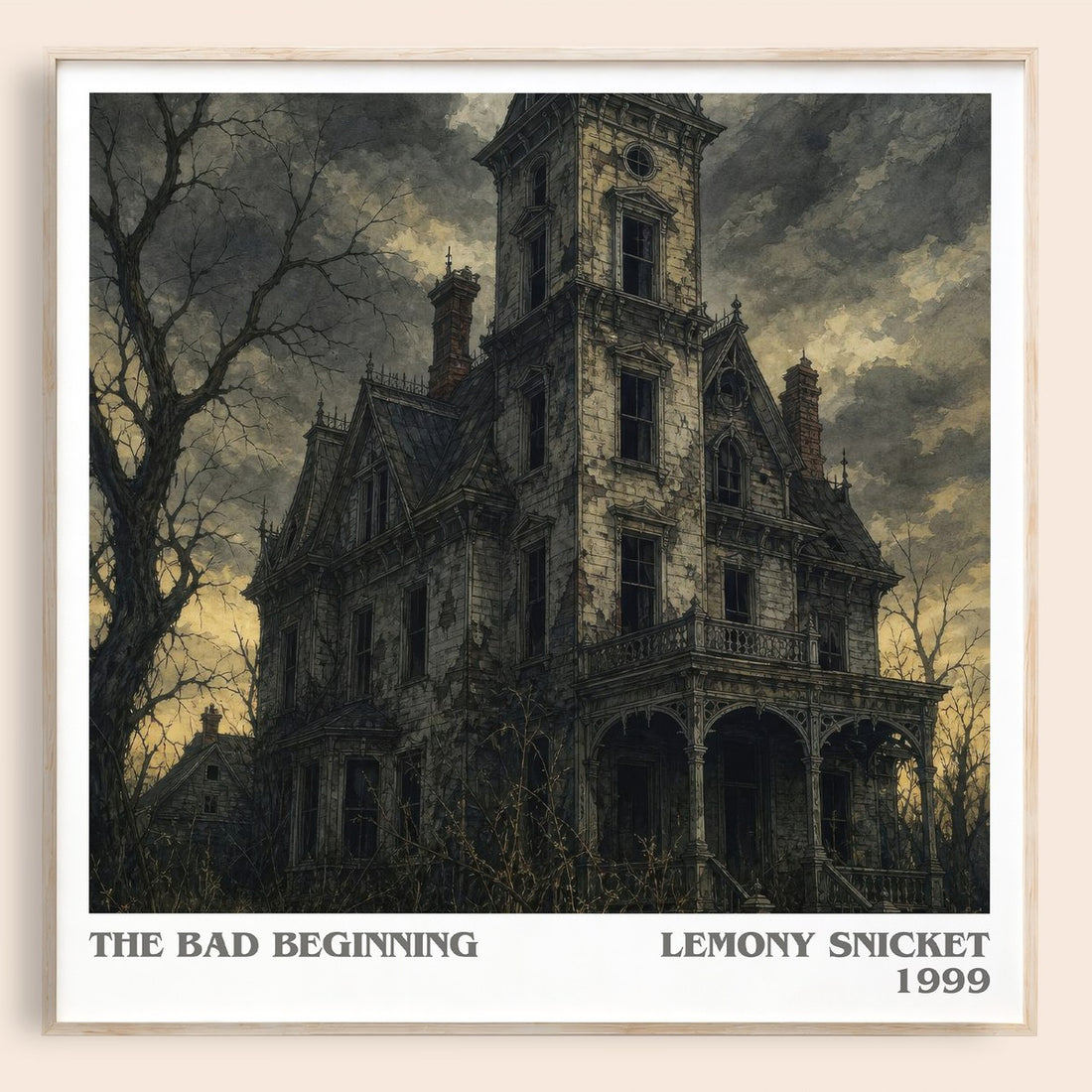 The Bad Beginning literary book poster by Lemony Snicket – framed literary art print