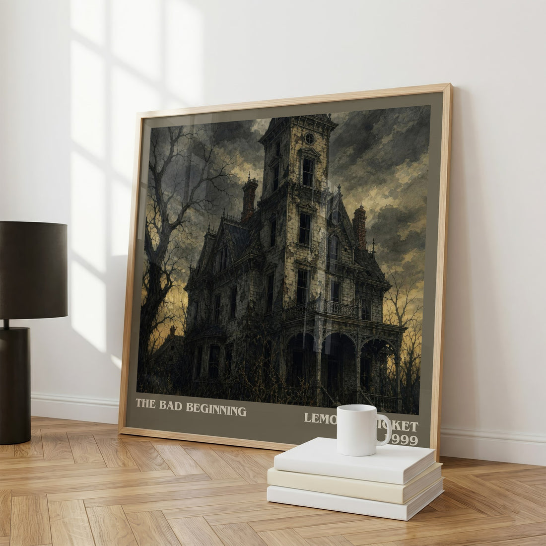 The Bad Beginning literary print framed by window – literary home decor