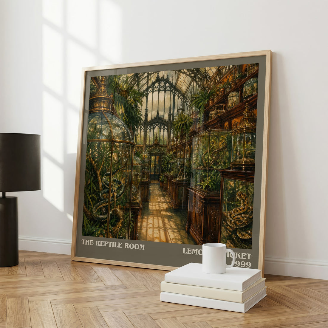 The Reptile Room literary print framed by window – literary home decor