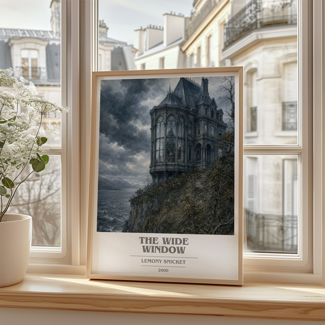 The Wide Window book cover poster colour and style options – Lemony Snicket book art