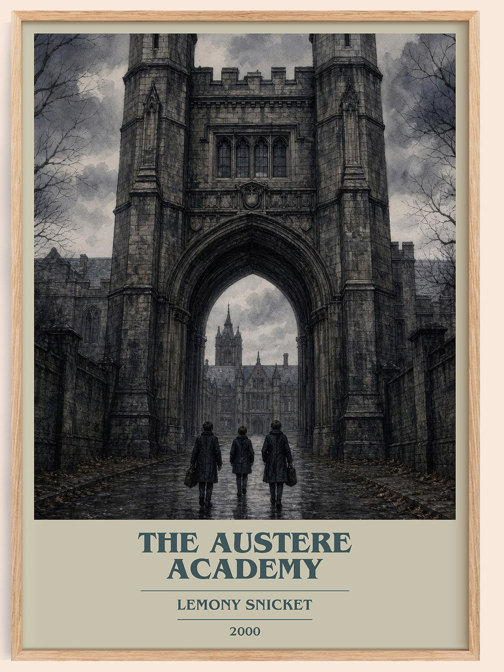 The Austere Academy book cover book poster by Lemony Snicket – framed literary art print