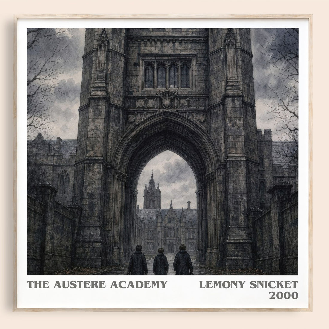 The Austere Academy literary book poster by Lemony Snicket – framed literary art print