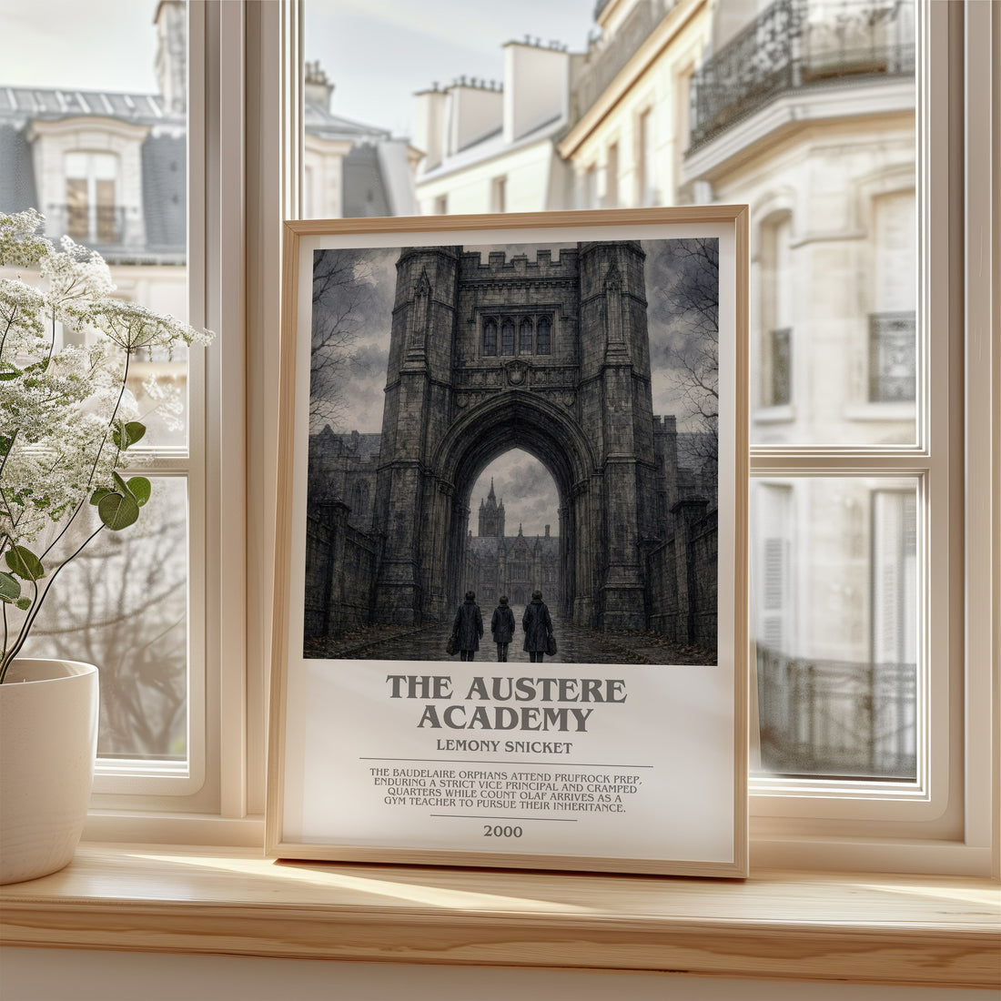 The Austere Academy bookish poster colour and style options – Lemony Snicket book art