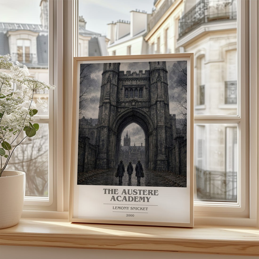 The Austere Academy book cover poster colour and style options – Lemony Snicket book art