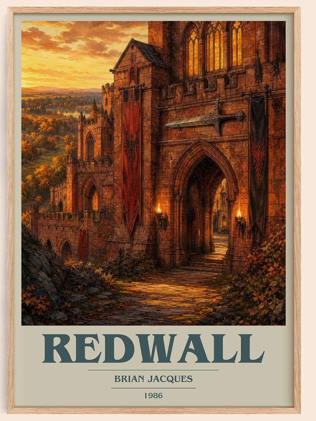 Redwall book cover book poster by Brian Jacques – framed literary art print