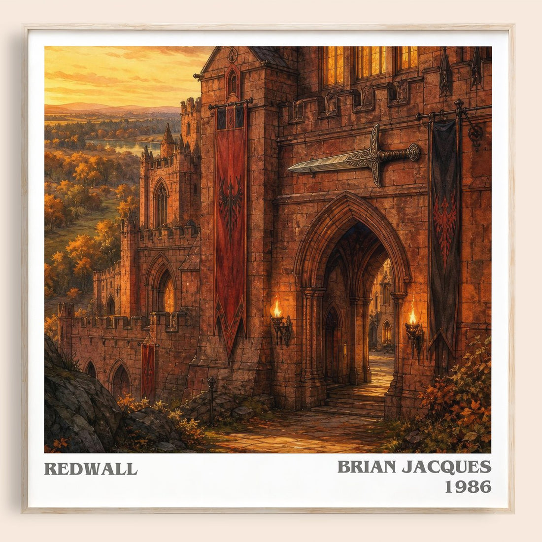 Redwall literary book poster by Brian Jacques – framed literary art print