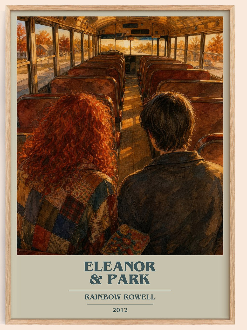 Eleanor & Park book cover book poster by Rainbow Rowell – framed literary art print