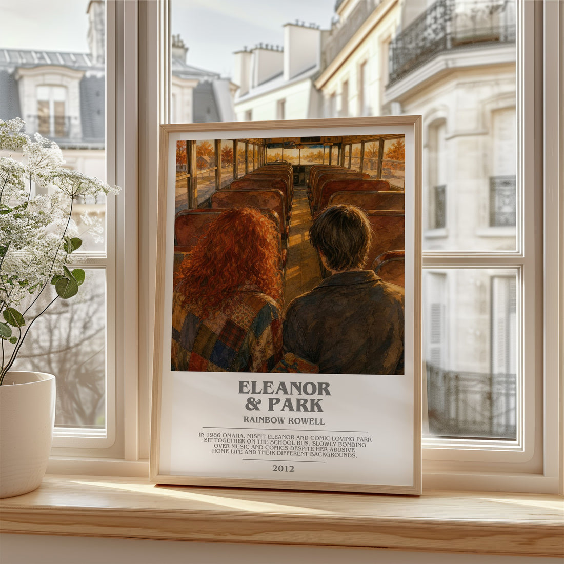 Eleanor & Park Bookish Wall Art by Rainbow Rowell – framed print by a bright window