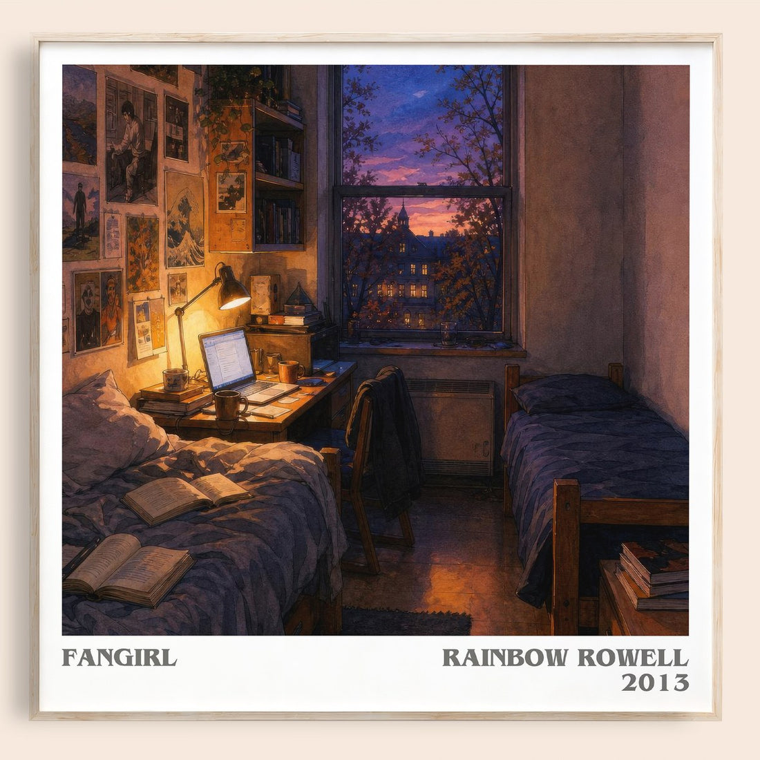 Fangirl literary book poster by Rainbow Rowell – framed literary art print