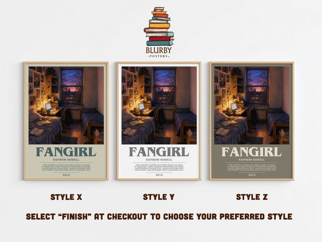 Fangirl bookish print in frame leaning in hallway – young adult wall art (mockup)