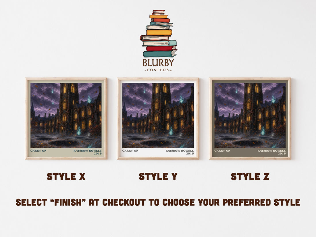 Carry On literary print in frame leaning in hallway – fantasy wall art (mockup)