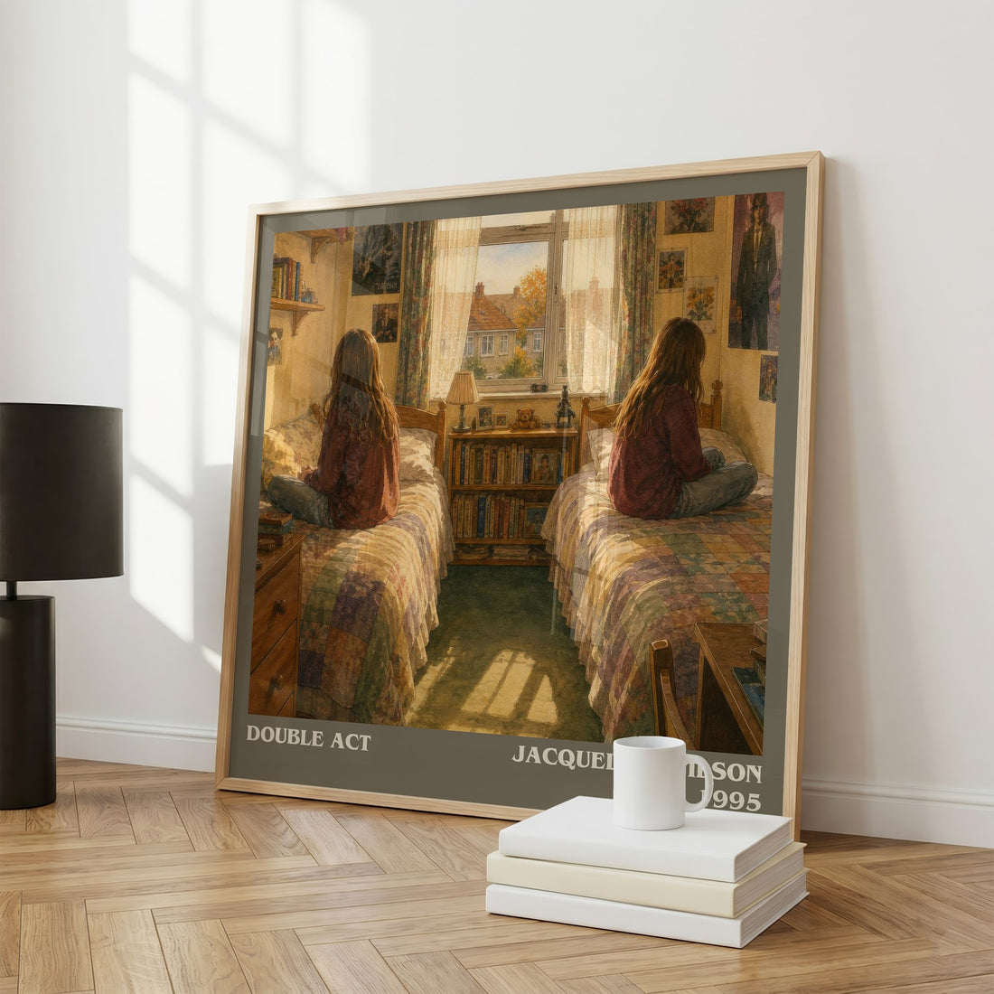 Double Act literary print framed by window – literary home decor