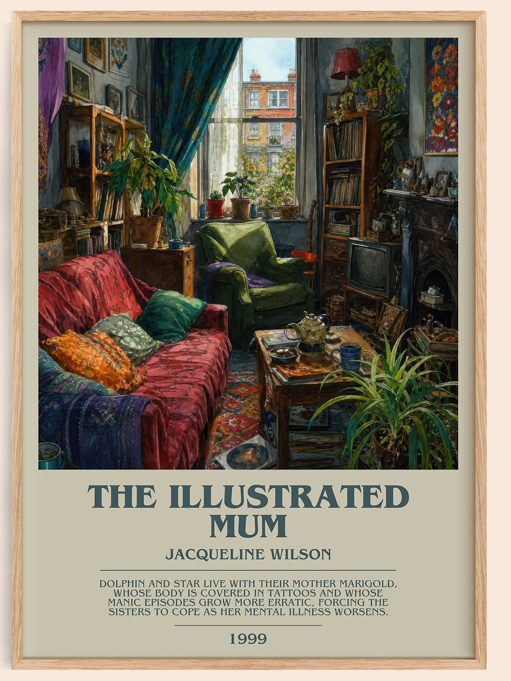 The Illustrated Mum bookish book poster by Jacqueline Wilson – framed literary art print