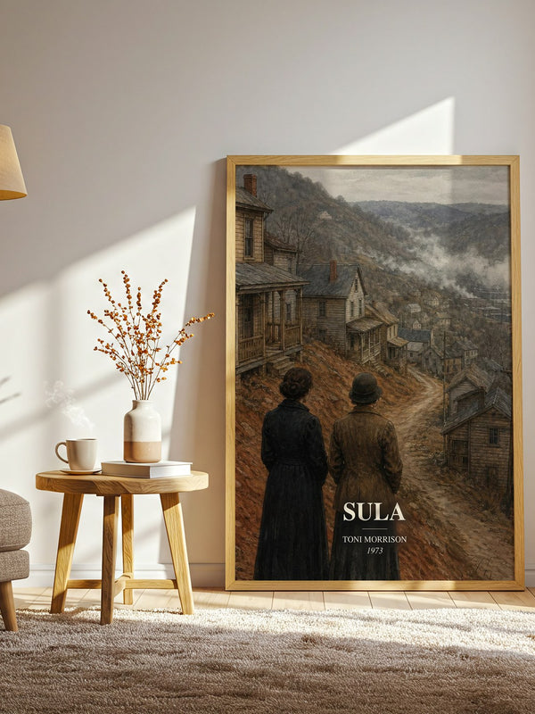 Sula watercolour print in frame leaning in hallway – literary fiction wall art