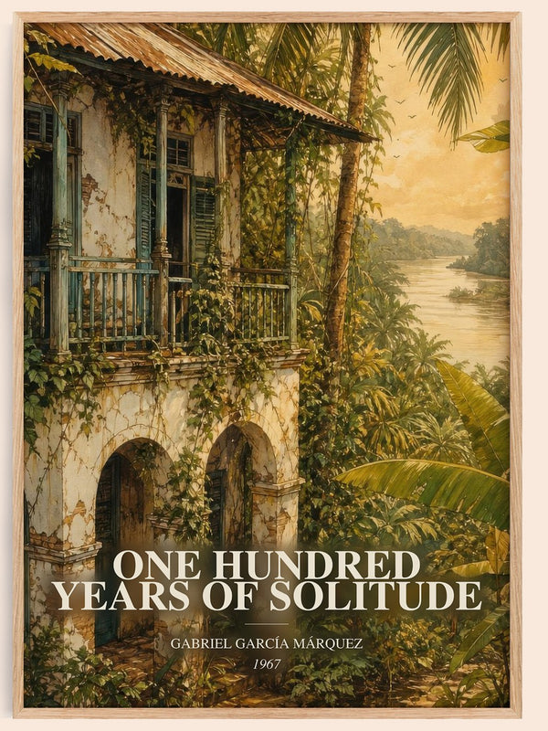 One Hundred Years of Solitude watercolour book poster by Gabriel García Márquez – framed literary art print
