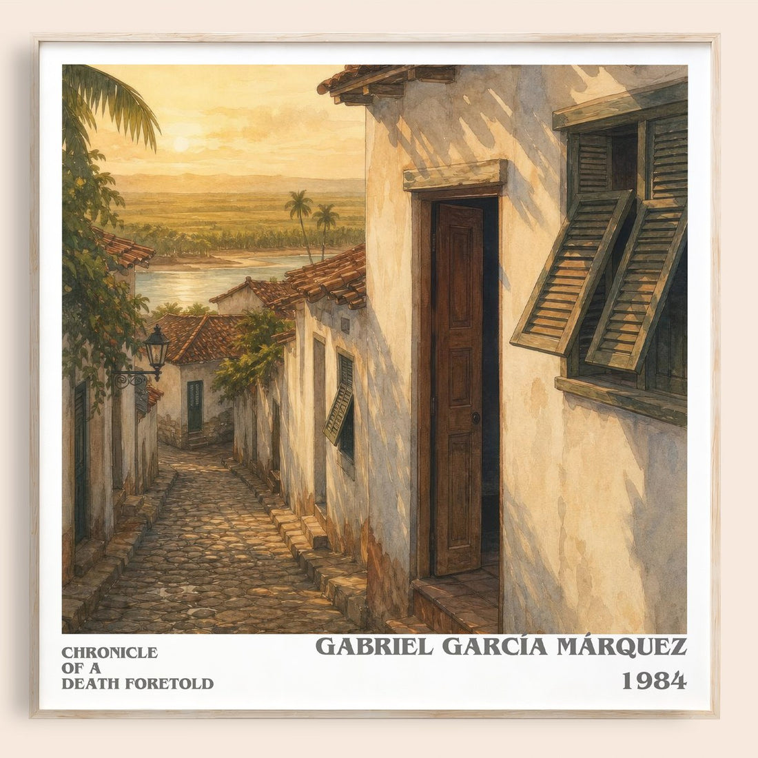Chronicle of a Death Foretold literary book poster by Gabriel García Márquez – framed literary art print