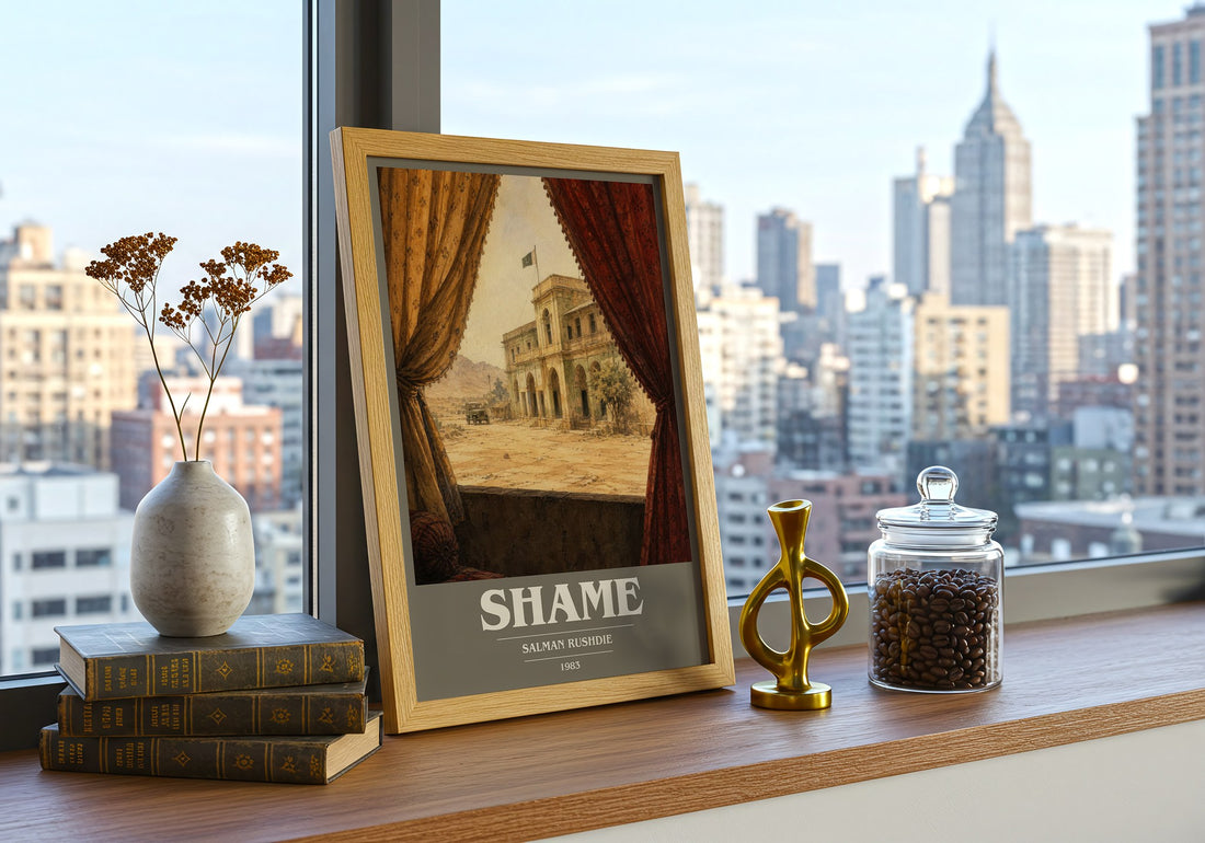 Shame book cover print framed by window – literary home decor