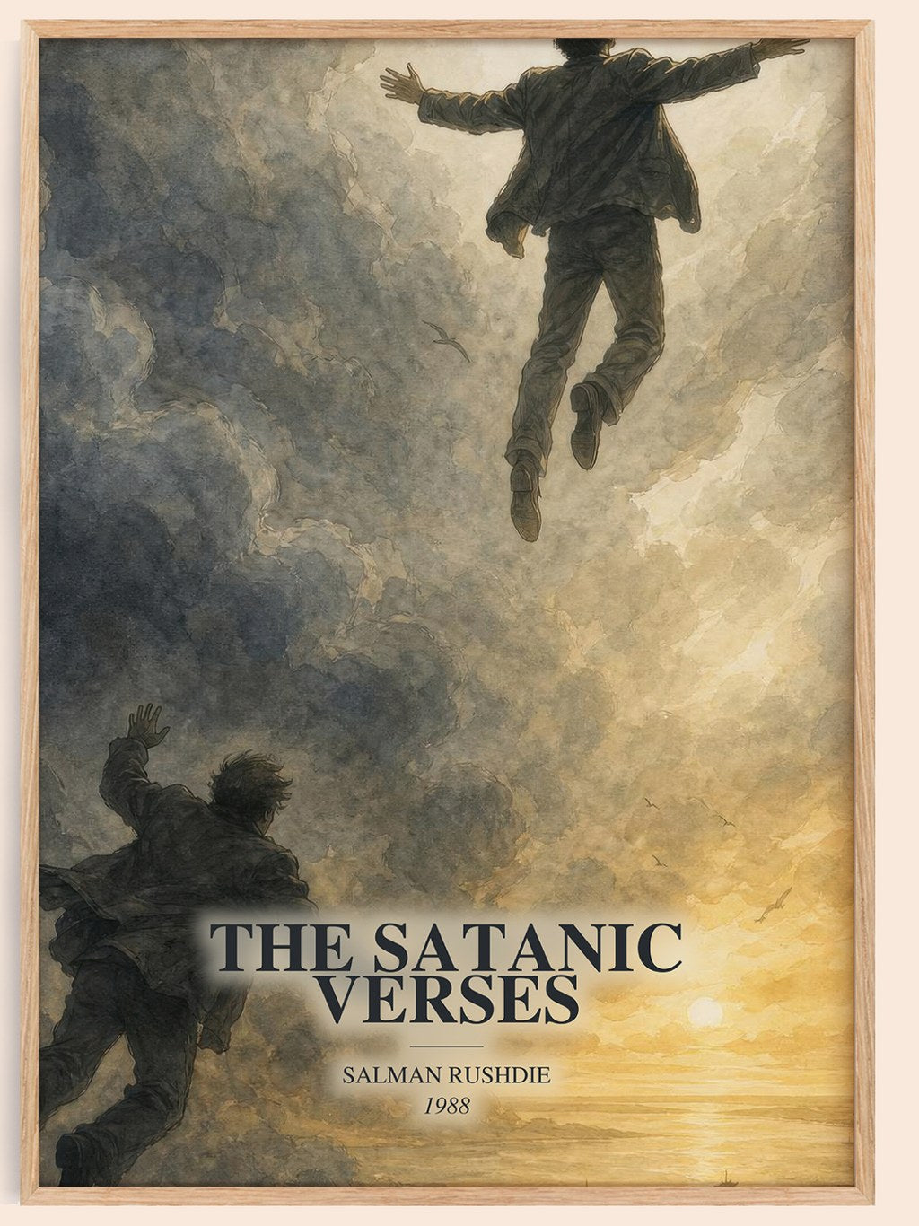 The Satanic Verses watercolour book poster by Salman Rushdie – framed literary art print