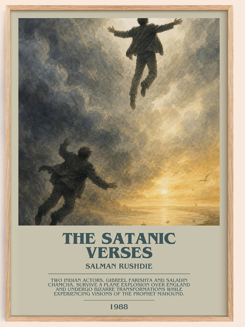 The Satanic Verses bookish book poster by Salman Rushdie – framed literary art print