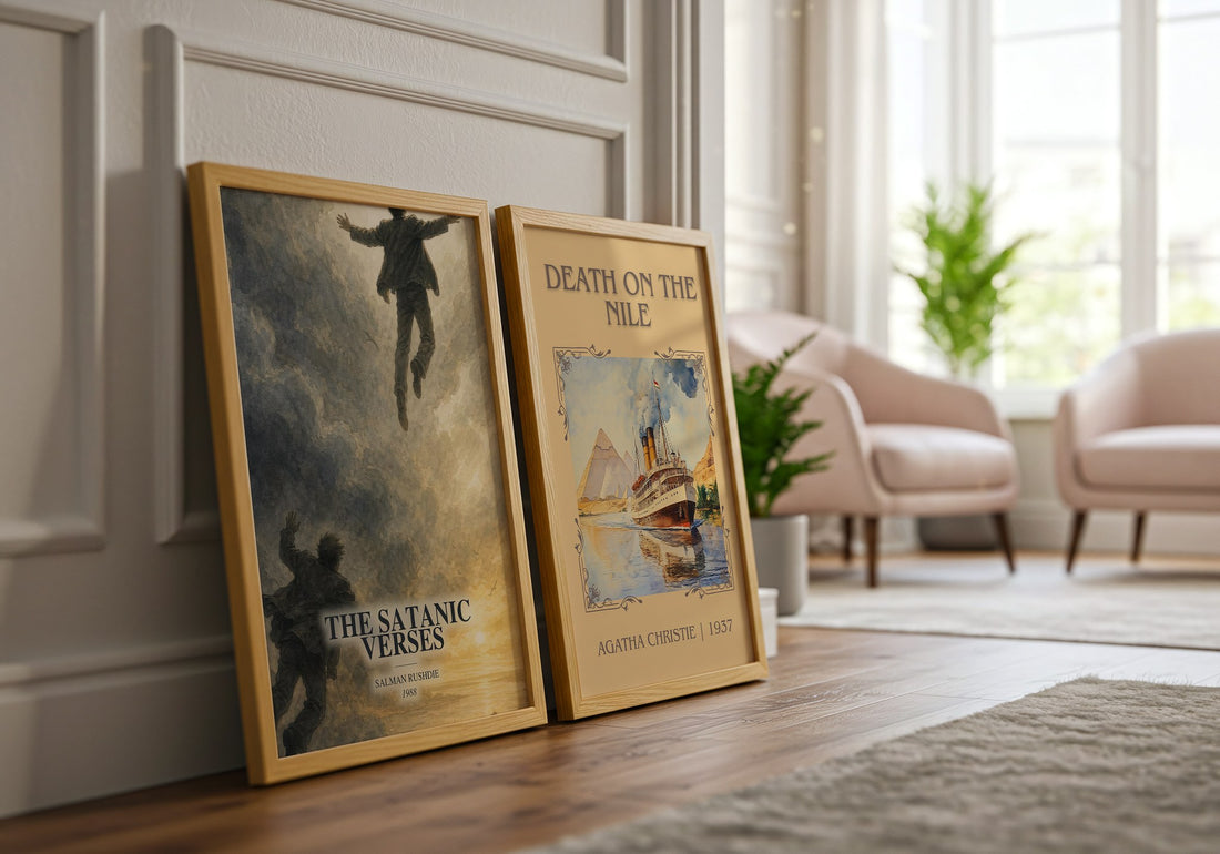The Satanic Verses watercolour print framed by window – literary home decor