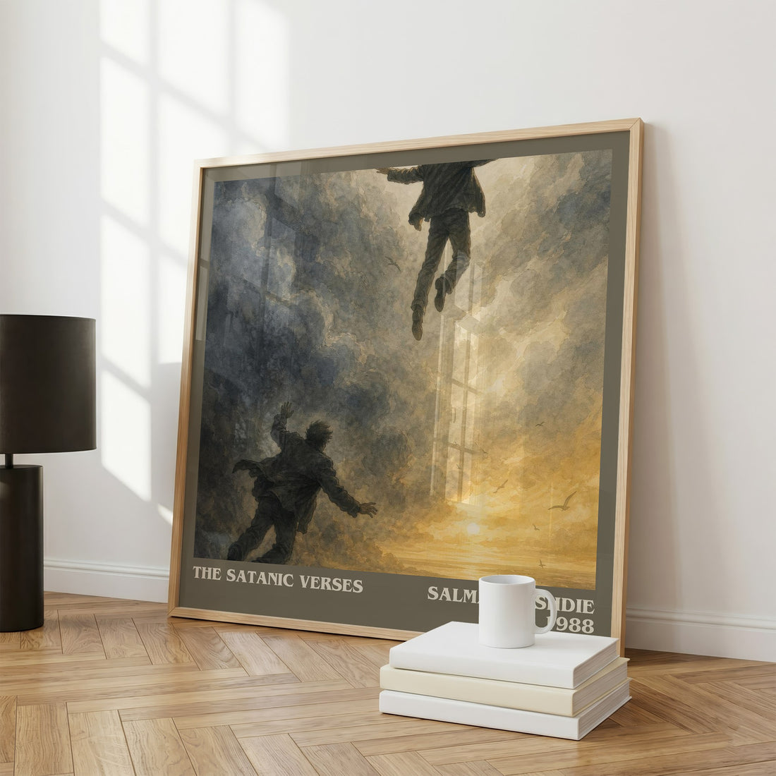 The Satanic Verses literary print framed by window – literary home decor