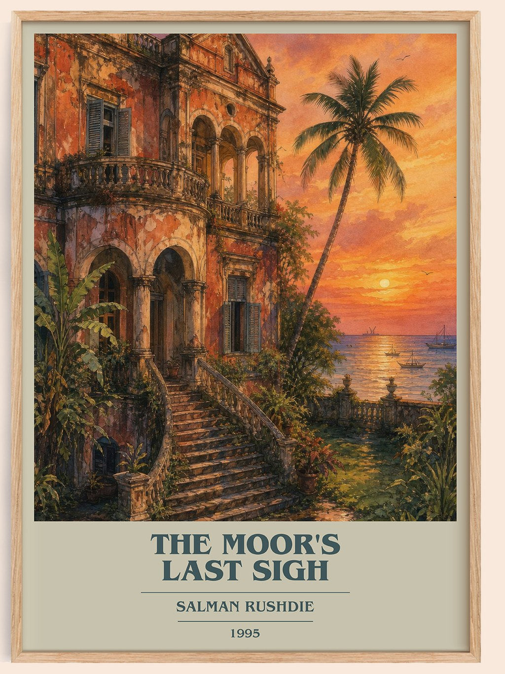 The Moor's Last Sigh book cover book poster by Salman Rushdie – framed literary art print