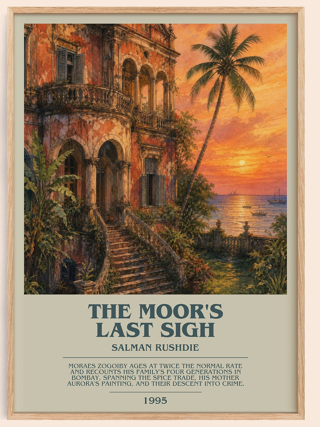 The Moor's Last Sigh bookish book poster by Salman Rushdie – framed literary art print