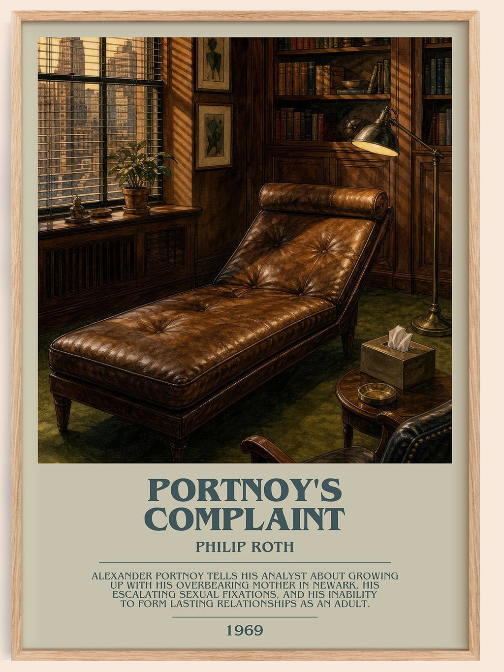 Portnoy's Complaint bookish book poster by Philip Roth – framed literary art print