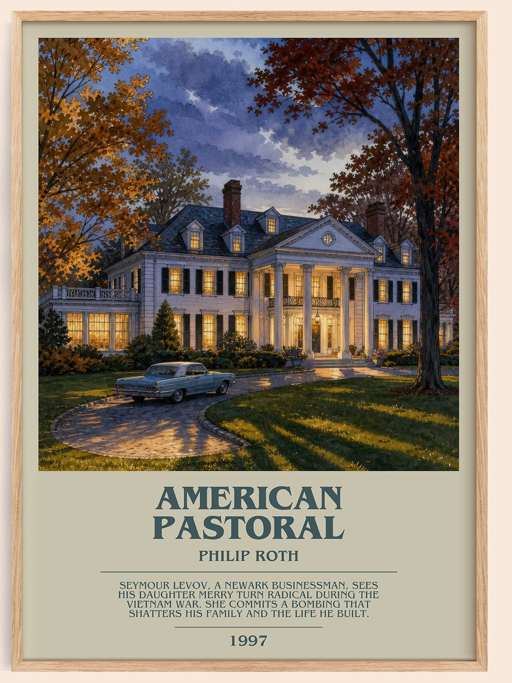 American Pastoral bookish book poster by Philip Roth – framed literary art print