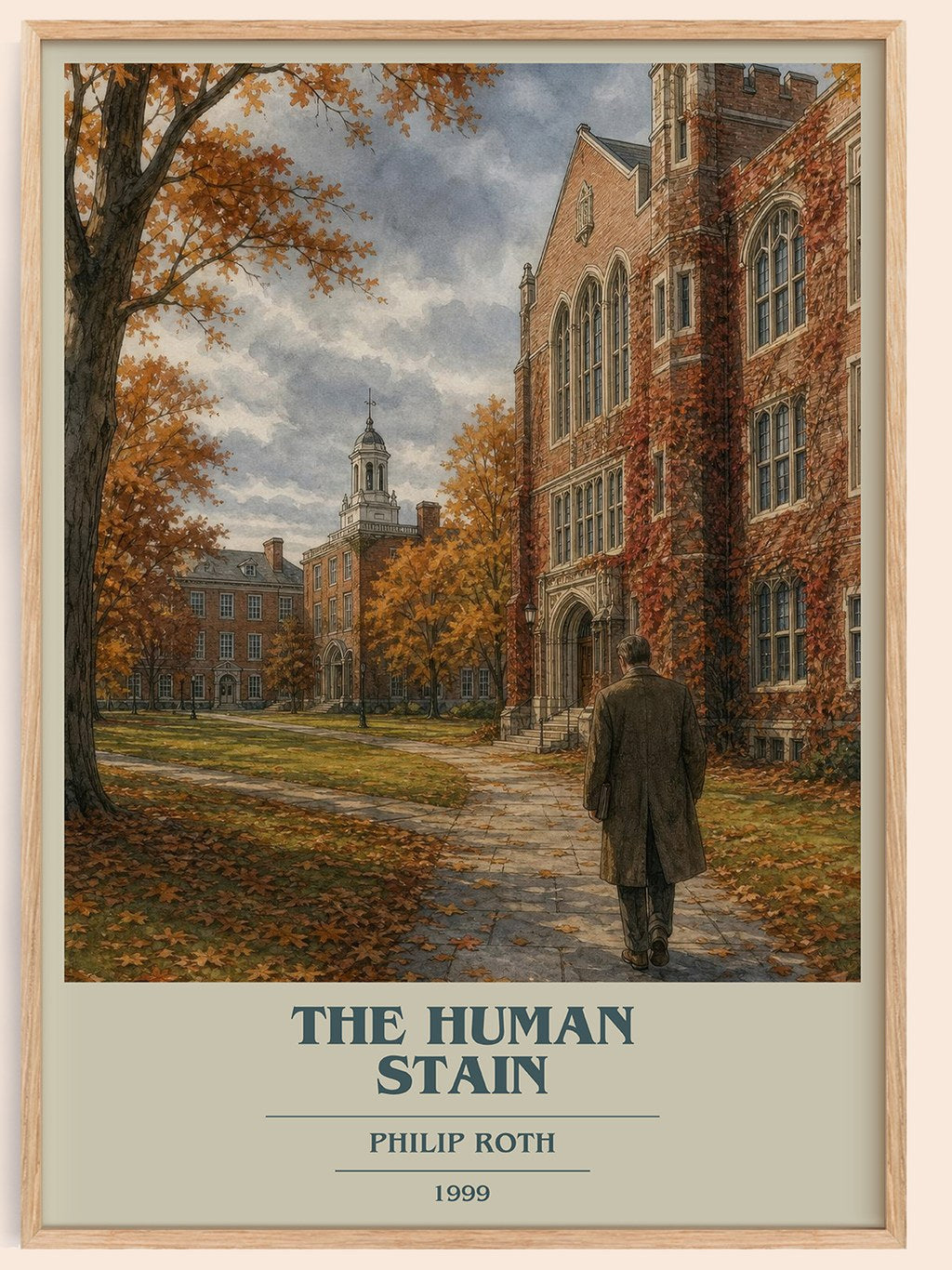The Human Stain book cover book poster by Philip Roth – framed literary art print