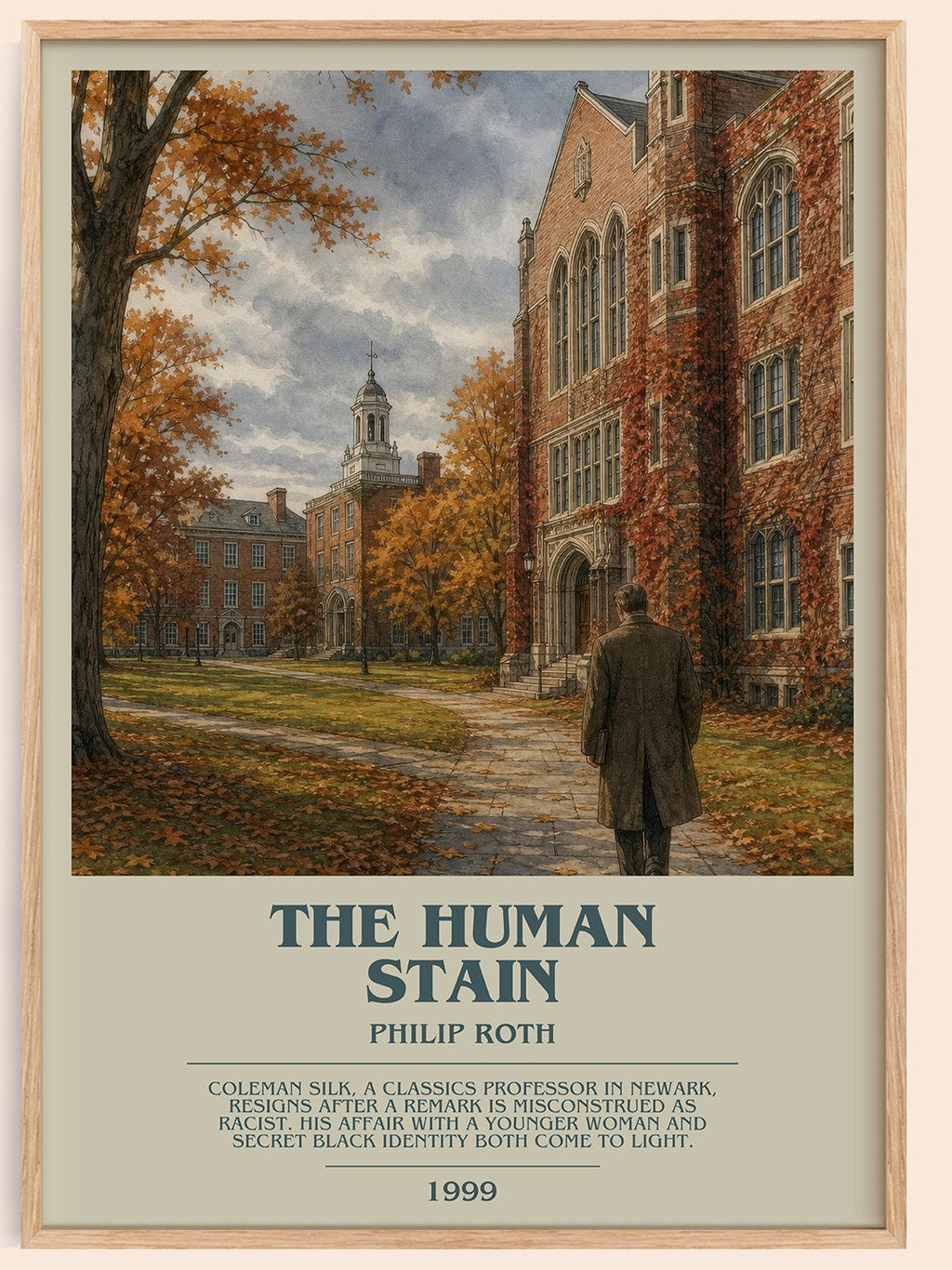The Human Stain bookish book poster by Philip Roth – framed literary art print