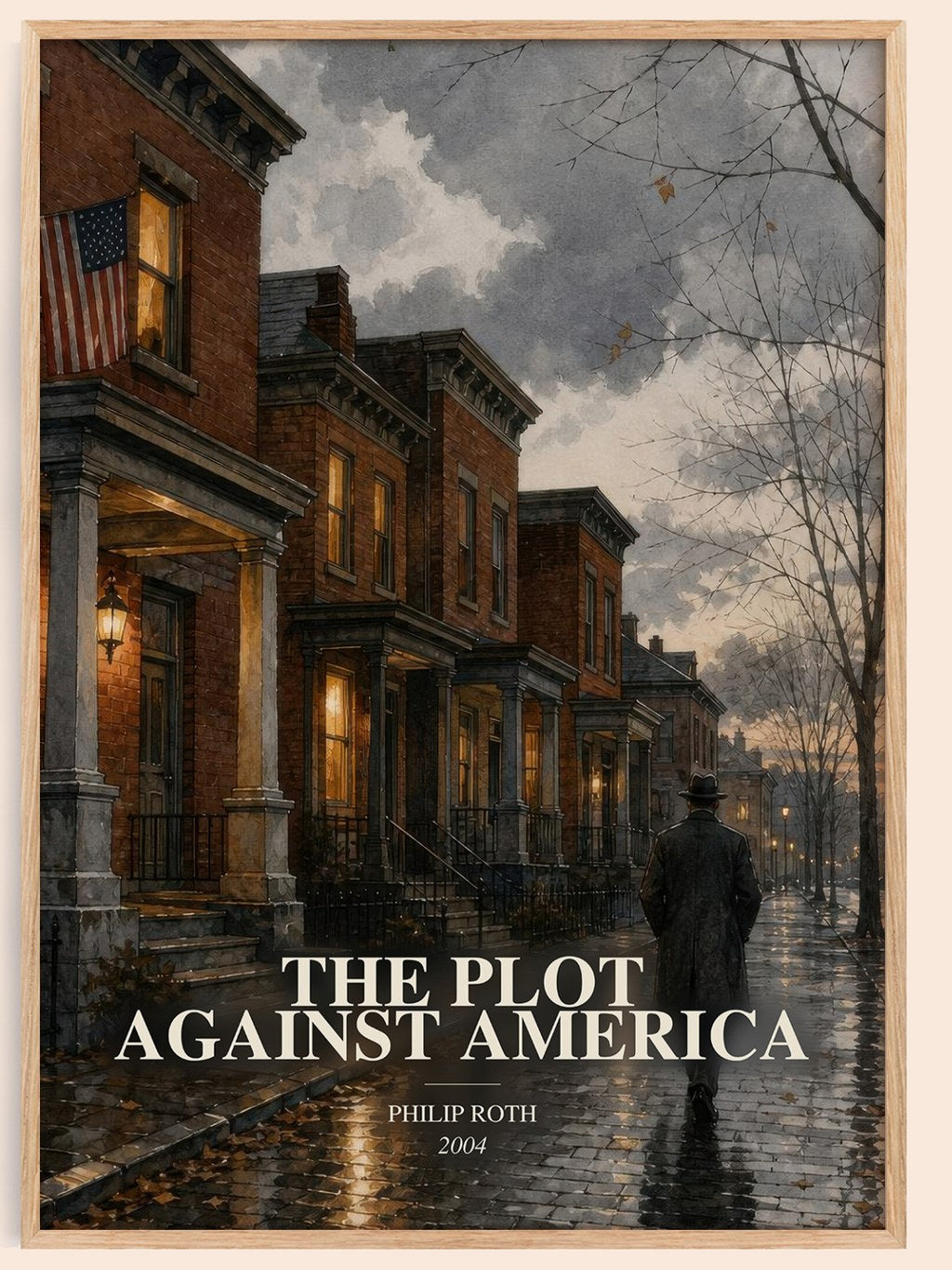 The Plot Against America watercolour book poster by Philip Roth – framed literary art print