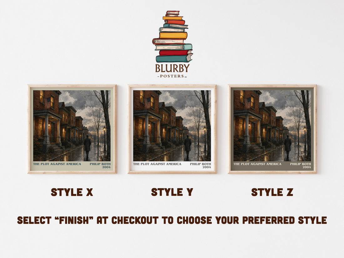 The Plot Against America literary print in frame leaning in hallway – historical fiction wall art (mockup)