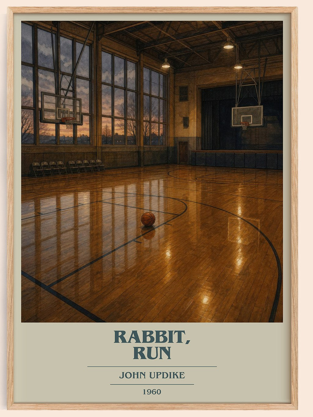 Rabbit, Run book cover book poster by John Updike – framed literary art print