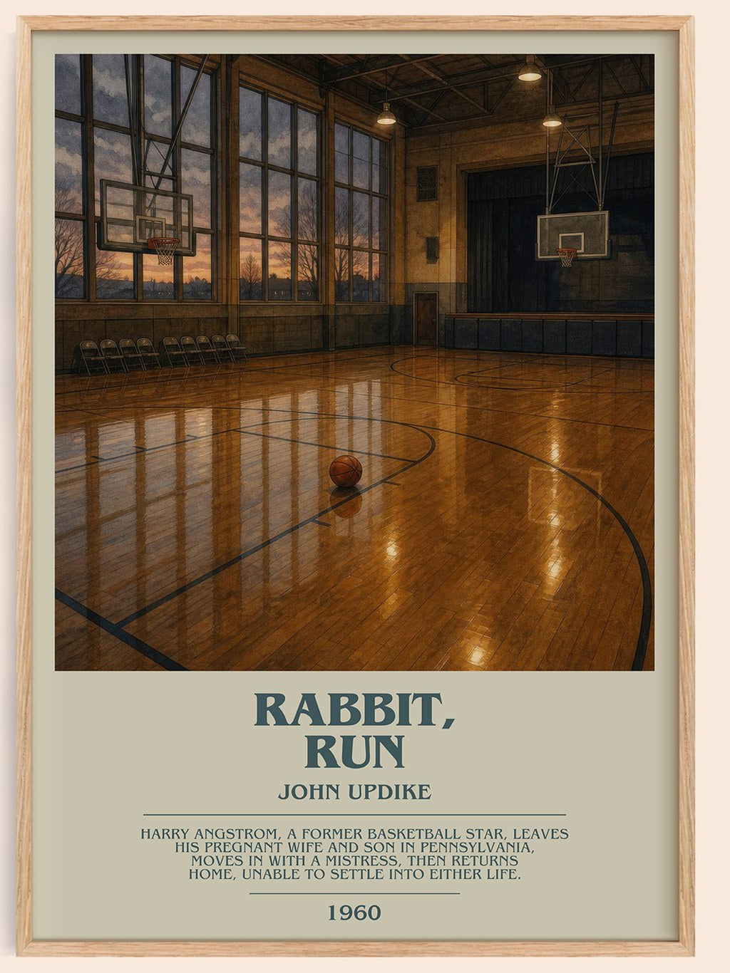 Rabbit, Run bookish book poster by John Updike – framed literary art print