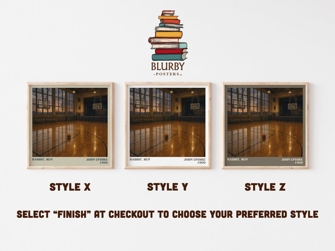 Rabbit, Run literary print in frame leaning in hallway – literary fiction wall art (mockup)
